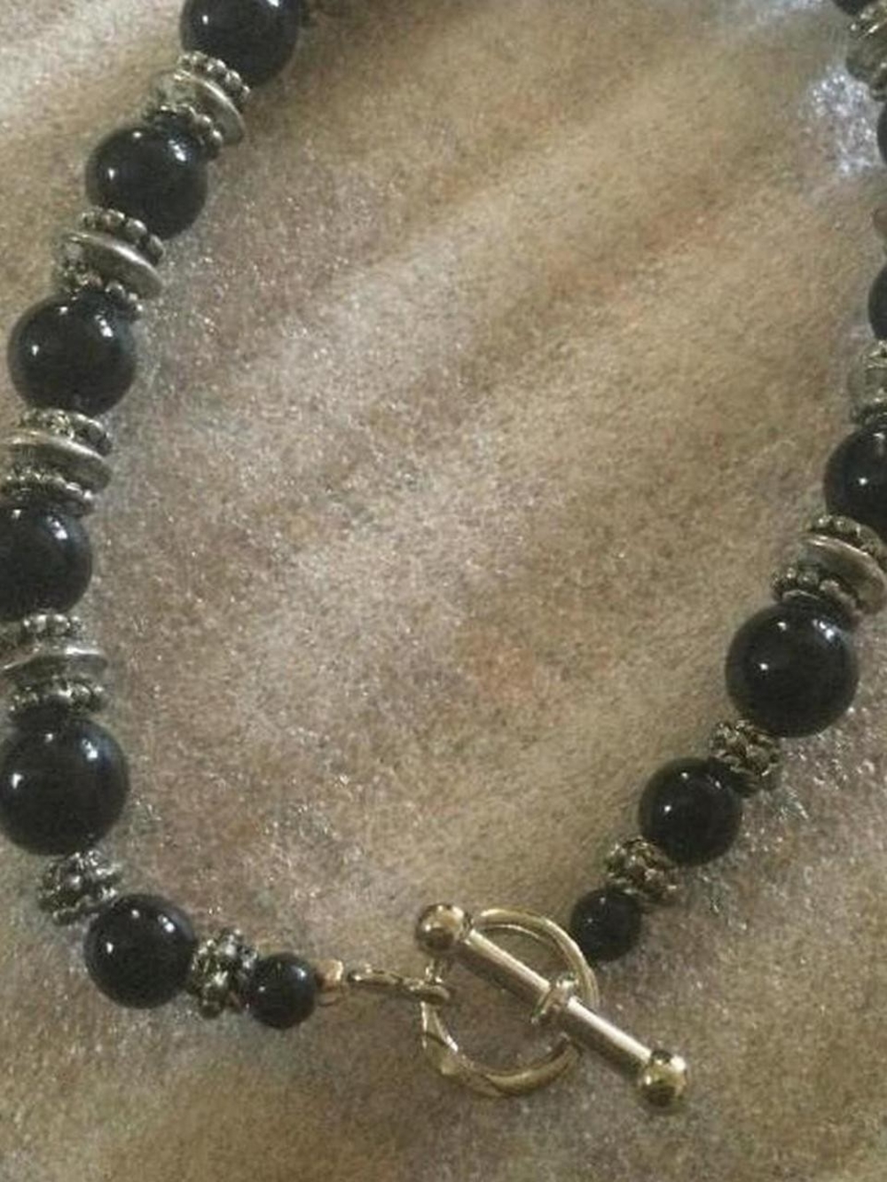 Black Beaded Toggle Bracelet
